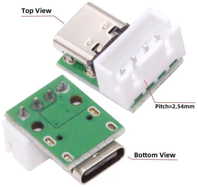 Alt view image 6 of 7 - Vszerda 5pcs/lot DIY OEM USB Type C Female Plug Socket Connector to 4Pin Pitch=2.54mm Wafer Socket Vertical USB2.0 Pinout Test Board DC 5V Power Receptacle Adapter Solder