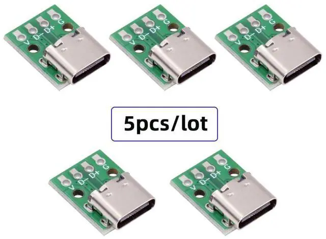 Alt view image 2 of 7 - Vszerda 5pcs/lot DIY OEM USB Type C Female Plug Socket Connector to PCBA 4Pin USB2.0 Pinout Test Board DC 5V Power Receptacle Adapter Solder