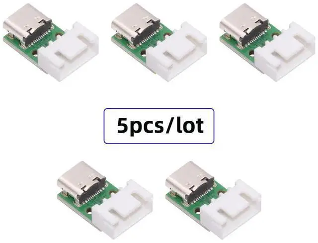 Alt view image 2 of 7 - Vszerda 5pcs/Set DIY OEM Type C Female Plug Socket Connector to 4Pin Pitch=2.54mm Wafer Socket Horizontal USB2.0 Pinout Test Board DC 5V Power Receptacle Adapter Solder