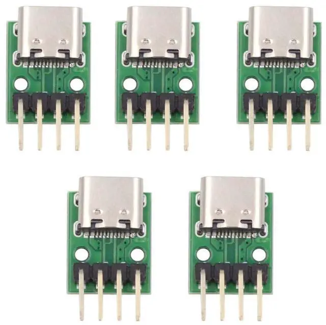 Main image of Vszerda 5pcs/Set DIY OEM Type C Female Plug Socket Connector to 4Pin Pitch=2.54mm Contact Header Horizontal USB2.0 Pinout Test Board DC 5V Power Receptacle Adapter Solder