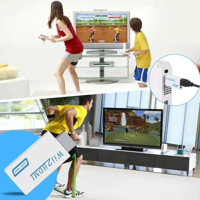 Alt view image 6 of 7 - Vszerda 2PC Wii to HDMI Adapter, Wii to HDMI Converter, 1080P Wii2HDMI Adaptor for Nintendo Wii/Wii U, Supports All Display Modes with 3.5mm Audio Jack Connector to HDTV Smart TV