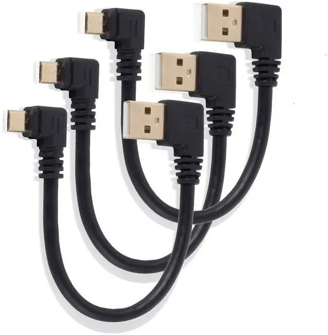 Main image of Vszerda USB to Micro USB Cable 6Inch Right Angle Short USB Micro Cord 90 Degree Fast Charging Cable with Gold Plated Connectors for Samsung Galaxy S7/S6/S5 Kindle Fire TV Stick More (3-Pack)
