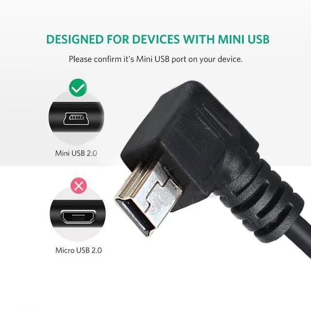 Alt view image 2 of 7 - Vszerda Short Mini USB Cable Type A 2.0 to 5 Pin Mini USB Cord Right Angle Data Charging Cable for Dash Cam, Rearview Mirror, Sat Nav, Camcorders, Cameras, Hard Drive & More (6-inch, 3-Pack)