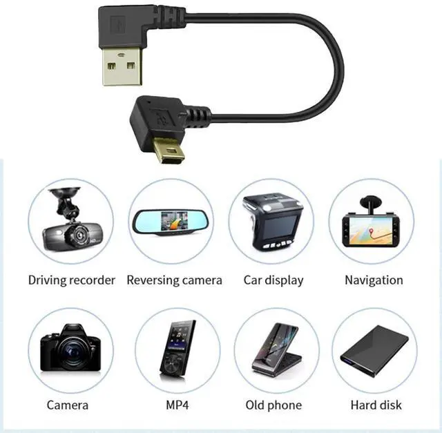 Alt view image 3 of 7 - Vszerda Short Mini USB Cable Type A 2.0 to 5 Pin Mini USB Cord Right Angle Data Charging Cable for Dash Cam, Rearview Mirror, Sat Nav, Camcorders, Cameras, Hard Drive & More (6-inch, 3-Pack)