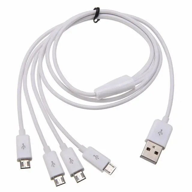 Main image of Vszerda Micro USB Splitter Cable, 4-in-1 Multi Micro USB Charging Cord, USBMicro Wire Lead Type A Male to 4 MicroUSB Male Adapter Cable for Data Sync/Charge (1.64ft, White)