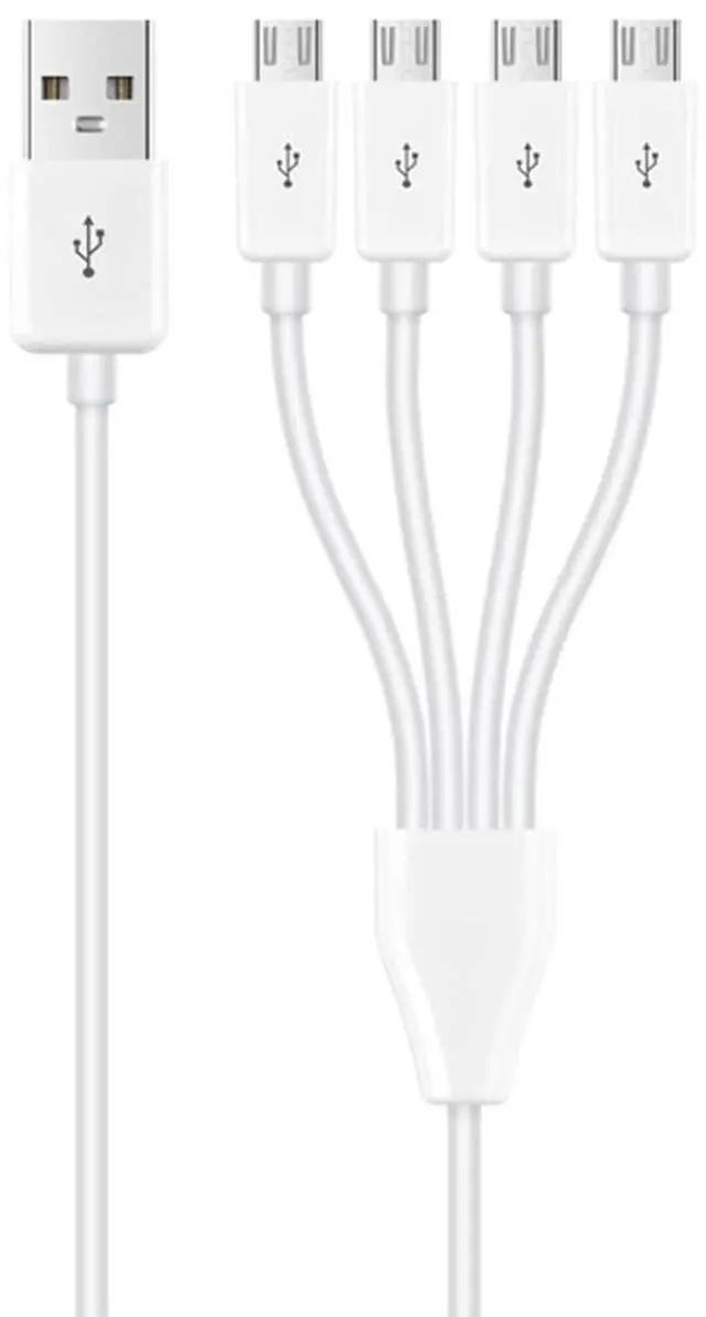 Alt view image 5 of 7 - Vszerda Micro USB Splitter Cable, 4-in-1 Multi Micro USB Charging Cord, USBMicro Wire Lead Type A Male to 4 MicroUSB Male Adapter Cable for Data Sync/Charge (1.64ft, White)