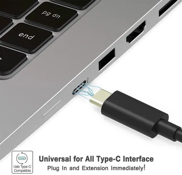 Alt view image 2 of 6 - USB C Extension Cable 0.6FT, USB Type-C 3.1 Gen2 Male to Female Extender Cord, 4K Video/10Gbps Data/100W Fast Charging USB-C Extension Wire Lead for iPhone 15/16 Series, iPad Pro, MacBook Pro, More