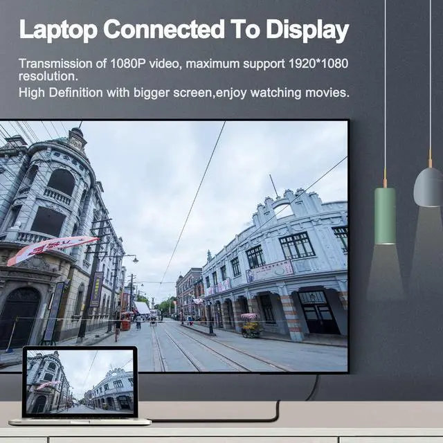 Alt view image 3 of 7 - USB C to VGA 6 Feet Cable, USB-C to VGA Adapter for Monitor, Type-C to 15Pin D-Sub Video Cord Thunderbolt3 Compatible with iPhone 15 Pro, MacBook Pro/Air 2023, iPad Pro, XPS 17, Surface Book 3, More