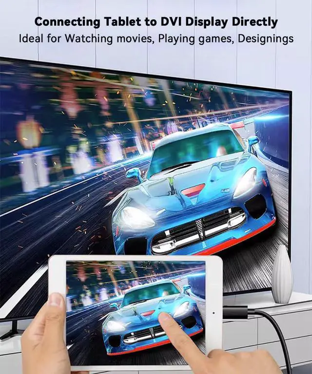 Alt view image 5 of 7 - Vszerda USB C to DVI Cable 6 Feet, 4K Type-C to DVI Adapter Cord Thunderbolt 3/4 Compatible for iPhone 16 15 Pro/Max, MacBook Pro/Air, iPad Pro, iMac, S23, XPS 17, Surface Book 3 and More