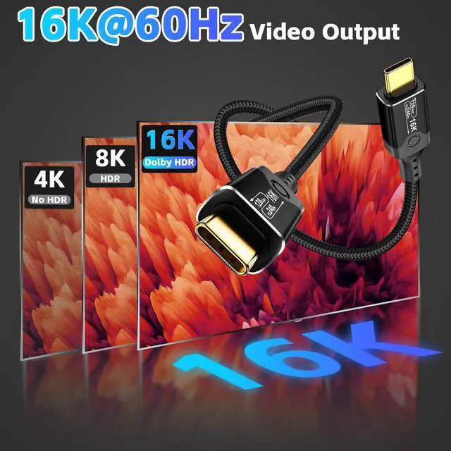 Alt view image 3 of 7 - Vszerda 120Gbps Thunderbolt 5 USB5 Cable 6.6FT 240W Fast Charging & 16K Video Display USB C Male to Male USB4 2gen Cord for MacBook Pro, iPad Pro, iPhone 17/16, SSD, Hub, eGPU, Dock, More