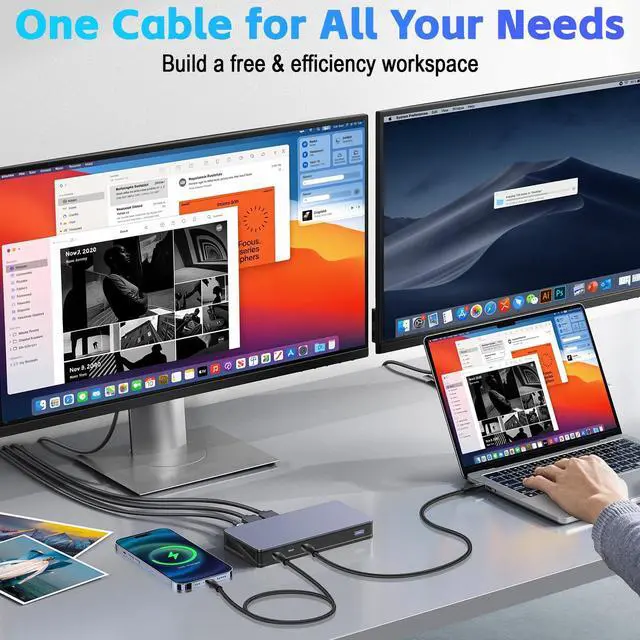 Alt view image 7 of 7 - Vszerda 120Gbps Thunderbolt 5 USB5 Cable 6.6FT 240W Fast Charging & 16K Video Display USB C Male to Male USB4 2gen Cord for MacBook Pro, iPad Pro, iPhone 17/16, SSD, Hub, eGPU, Dock, More