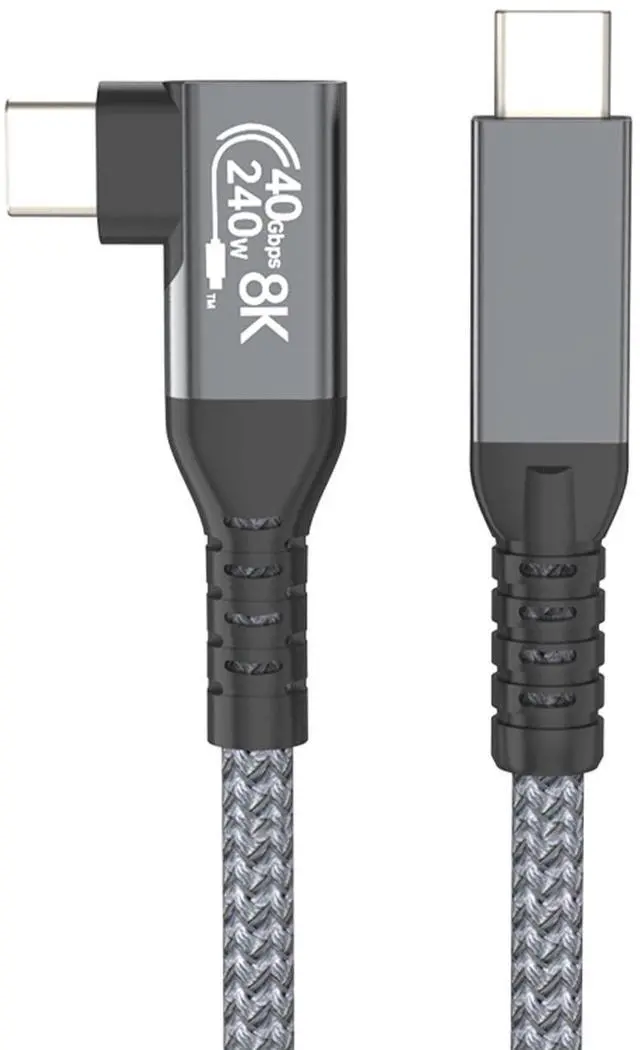 Main image of USB C to USB C Cable 3FT, USB 4 Type-C Cord with 240W SuperSpeed Charging 8K Video 40Gbps Data Thunderbolt4 Compatible with iPhone16/MacBook Pro/iPad Pro/Samsung S24 Ultra/More (180 to 90 Angled)