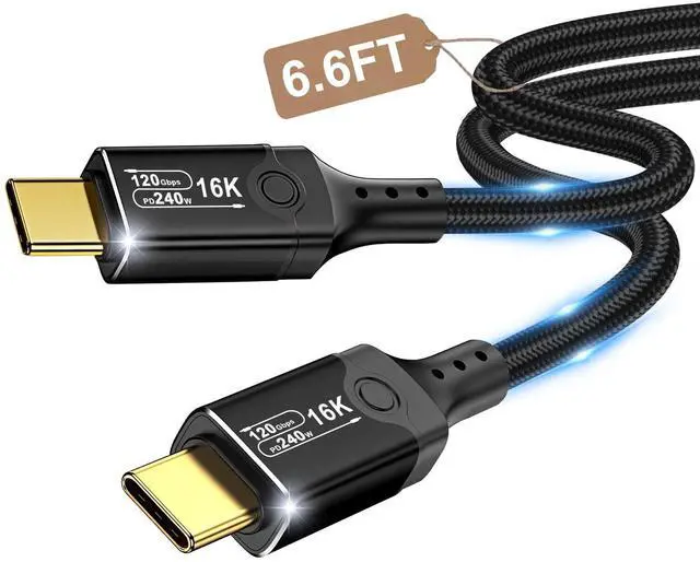 Main image of Vszerda 120Gbps Thunderbolt 5 USB5 Cable 6.6FT 240W Fast Charging & 16K Video Display USB C Male to Male USB4 2gen Cord for MacBook Pro, iPad Pro, iPhone 17/16, SSD, Hub, eGPU, Dock, More