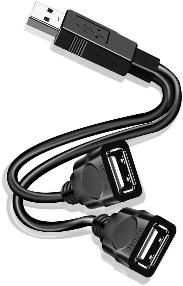 Main image of Vszerda USB Splitter 1 in 2 Out USB A Male to 2 Double Female Jack Y Splitter 2.0 Hub Power Cord Extension Adapter Cable for Laptop Xbox MacBook Car PC PS4 PS5 Computer More