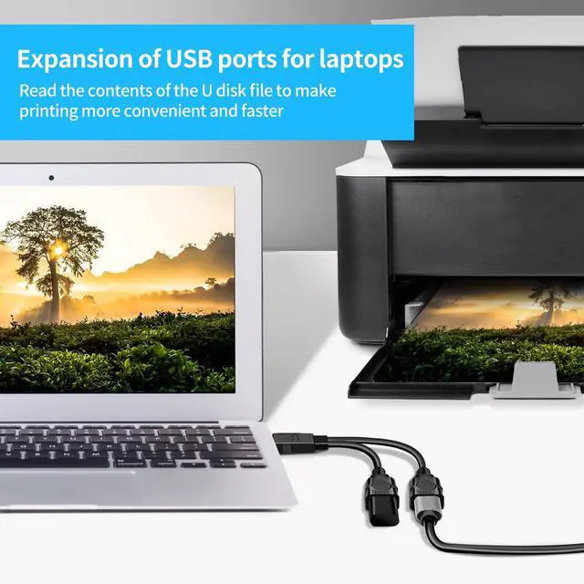 Alt view image 2 of 7 - Vszerda USB Splitter 1 in 2 Out USB A Male to 2 Double Female Jack Y Splitter 2.0 Hub Power Cord Extension Adapter Cable for Laptop Xbox MacBook Car PC PS4 PS5 Computer More