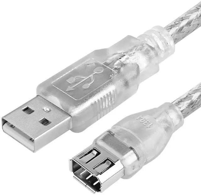 Main image of Vszerda Firewire to USB Adapter Cable 6-Pin IEEE 1394 Female to USB 2.0 Male Converter Cord for Digital Video Camera Printer More with Firewire 400 1394-a Connector (Transparent Shell) 20cm/7.87inch