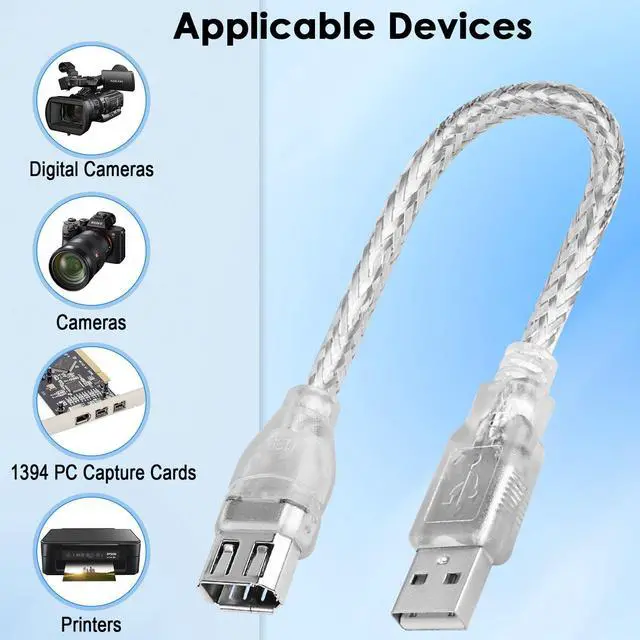 Alt view image 3 of 7 - Vszerda Firewire to USB Adapter Cable 6-Pin IEEE 1394 Female to USB 2.0 Male Converter Cord for Digital Video Camera Printer More with Firewire 400 1394-a Connector (Transparent Shell) 20cm/7.87inch