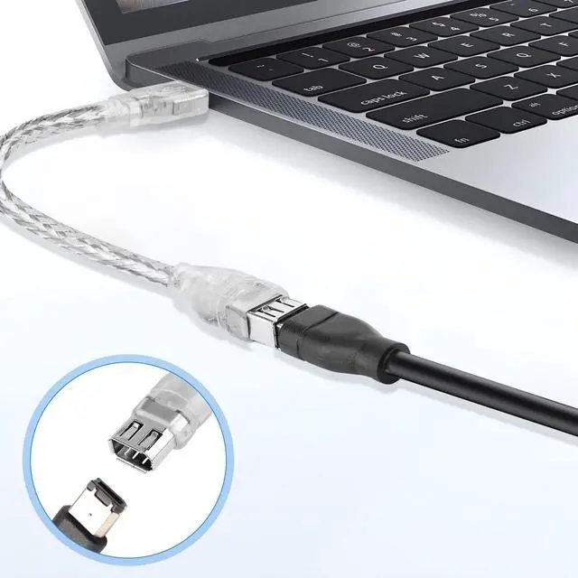 Alt view image 4 of 7 - Vszerda Firewire to USB Adapter Cable 6-Pin IEEE 1394 Female to USB 2.0 Male Converter Cord for Digital Video Camera Printer More with Firewire 400 1394-a Connector (Transparent Shell) 20cm/7.87inch