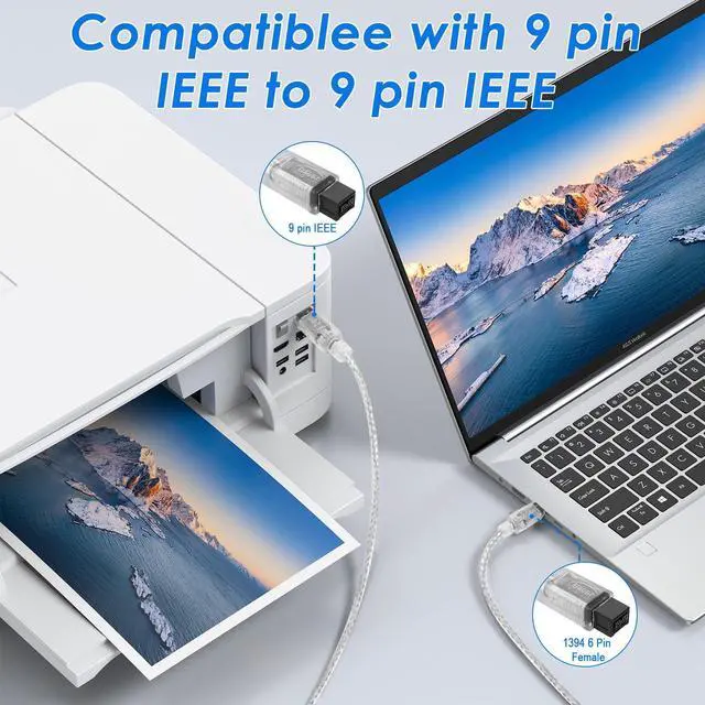 Alt view image 5 of 6 - Vszerda Firewire 800 Male to Male Cable 9Pin IEEE 1394-b High Speed Data Cord for External Disk Drives to Computers with 9Pin Firewire 1394 Ports (Transparent Shell, 3FT)