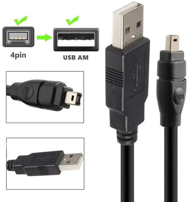 Alt view image 2 of 5 - Vszerda Firewire to USB Adapter Cable for 4 Pin IEEE 1394-a Devices Only Viewing Files on Computer Laptop FireWire 400 to USB 2.0 Connector Cord for Digital Video Cameras External Hard Drives (6 Feet)