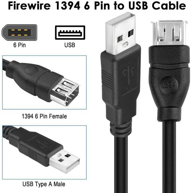 Alt view image 2 of 7 - Vszerda Firewire 6-Pin to USB Adapter Cable IEEE 1394 Firewire 400 Female to USB 2.0 Male Converter Connector Cord for Computer Connecting Old External Hard Driver/Camcorder/Camera/Scanner 20cm