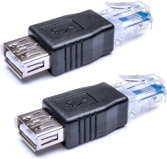 Main image of Vszerda Ethernet to USB Adapter 2PCS for ADSL Modem/Router/Computer Camera/Surveillance Camera with Network Function - RJ45 LAN Internet Male to USB Female Connector