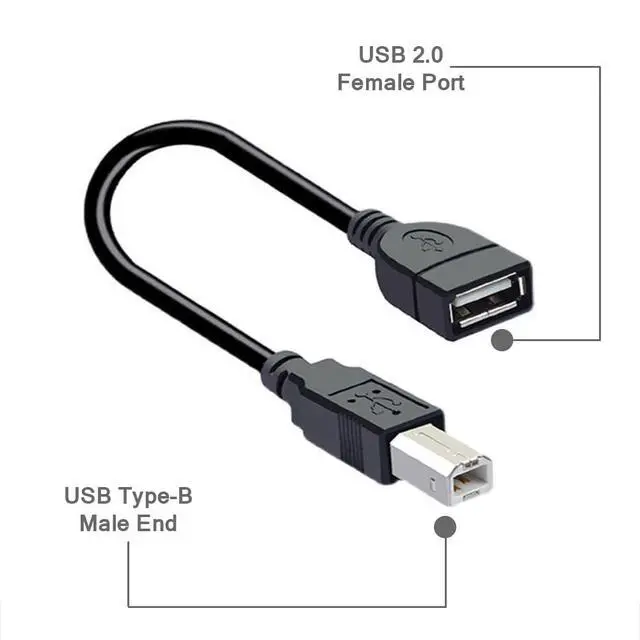 Alt view image 4 of 7 - Vszerda Printer to USB Adapter USB A to B Converter Male to Female Connector Cable for HP Canon Dell Epson Brother Printer/Scanner/External Hard Drive Connects Computer Laptop (1M/3.2FT)