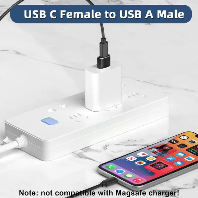 Alt view image 3 of 7 - Vszerda USB to USB C Adapter 5 Pack, USBC Female to A Male Car Charger Type-C Converter for iPhone 16 15 14 13 12 Plus iWatch Airpods Switch Samsung Laptop Computer and More (Black)