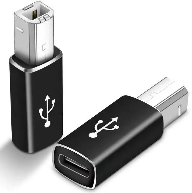 Main image of Vszerda Midi to USB C Adapter (2 Pack) USB B Male to USB C Female Converter for Synthesizer & Workstation Keyboards Midi Controller Studio Synth Piano Printer Music Equipments