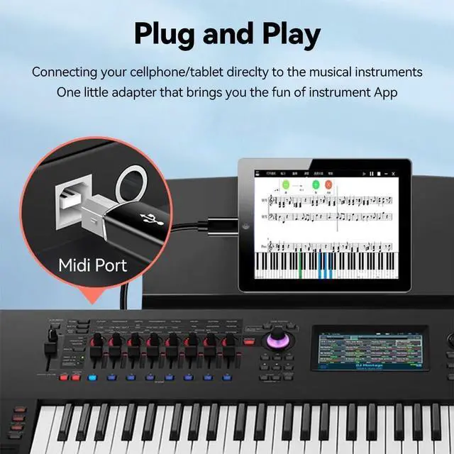 Alt view image 4 of 7 - Vszerda Midi to USB C Adapter (2 Pack) USB B Male to USB C Female Converter for Synthesizer & Workstation Keyboards Midi Controller Studio Synth Piano Printer Music Equipments