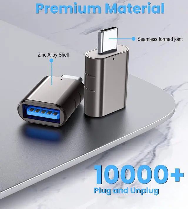 Alt view image 6 of 7 - Vszerda 2Pack USB Adapter A to C Converter Type-C Male to USB3.0 Female Convert Adaptor Compatible with MacBook Pro/Air, Surface Pro, iPad,Samsung Notebook, XPS, More