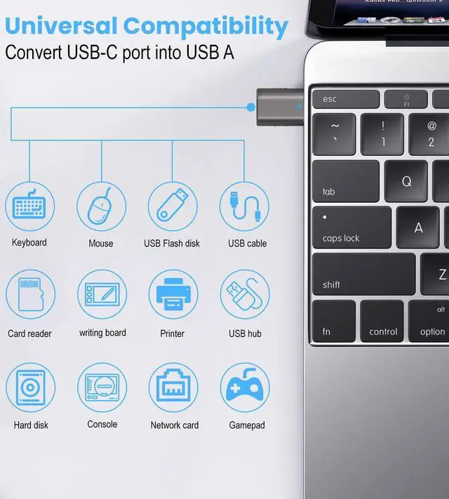 Alt view image 5 of 7 - Vszerda 2Pack USB Adapter A to C Converter Type-C Male to USB3.0 Female Convert Adaptor Compatible with MacBook Pro/Air, Surface Pro, iPad,Samsung Notebook, XPS, More