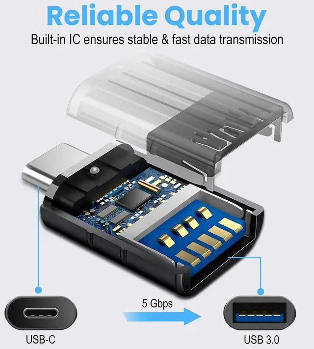 Alt view image 7 of 7 - Vszerda 2Pack USB Adapter A to C Converter Type-C Male to USB3.0 Female Convert Adaptor Compatible with MacBook Pro/Air, Surface Pro, iPad,Samsung Notebook, XPS, More