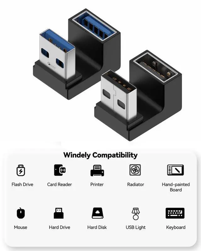 Alt view image 2 of 7 - Vszerda U-Shape USB 3.1 Adapter (2 Pack) 180 Degree Male to Female Extender 10Gbps Port Converter Direction Changer Supports OTG for PC, Laptop, Charger, Raspberry Pi and More (Style C)