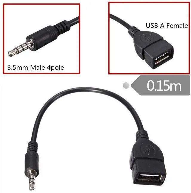Alt view image 6 of 7 - Vszerda Aux to USB for Car Stereo System with MP3 Decoding Function, 3.5mm Male Audio Jack Plug to USB 2.0 Female MP3 Adapter Cable Car Playing Music Thru U-Disk Vehicle Auxiliary Adaptor
