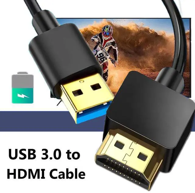 Alt view image 2 of 6 - Vszerda USB to HDMI Cable, USB-A to HDMI Adapter for Monitor, Type-A Male to HDMI Male Adapter for TV/DVD Player/Projector/Monitor-6.6FT/2M (Black)