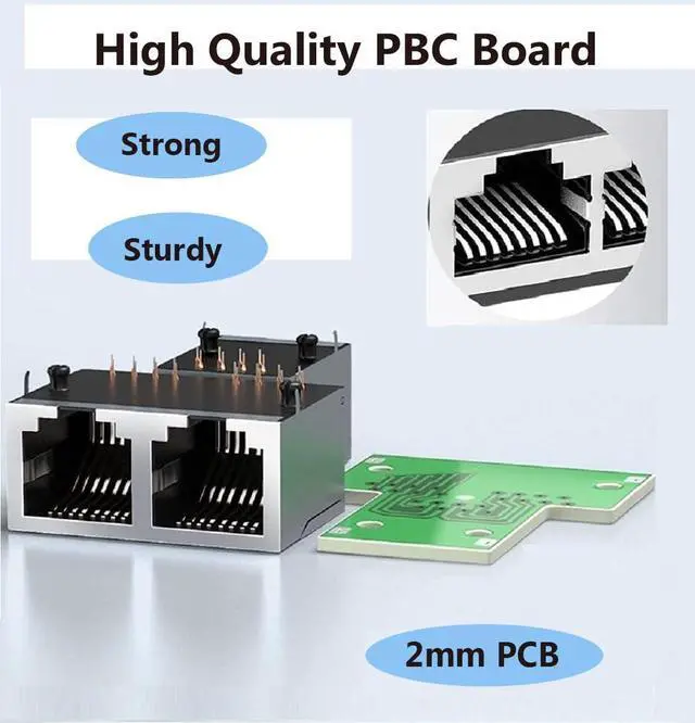 Alt view image 2 of 6 - Vszerda RJ45 1 to 2 Ethernet Adapter, Network Splitter 1 Male to 2 Female, RJ45 LAN Ethernet Socket Splitter for Super Cat5/Cat5e/Cat6/Cat7, Cmpatible with Routers/TVs/Set-top Box