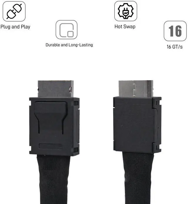 Alt view image 3 of 7 - Vszerda Oculink Cable PCIe 4.0 SFF-8611 4i Long Male Extension Cable for Oculink eGPU onexGPU Mini PC SSD, 6.6 feet (200 cm)