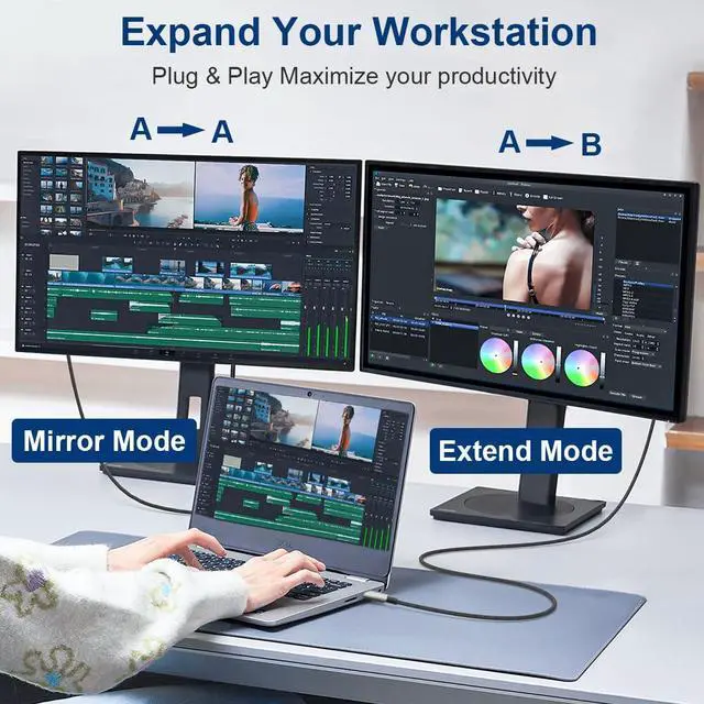 Alt view image 3 of 6 - Vszerda USB C to HDMI Cable 6Ft, 4K USB 3.1 Type-C to HDMI Cord [Thunderbolt 3/4/5 Compatible] with MacBook Air, Galaxy S9 to S24, iPhone 15/16, iPad Pro, iMac, Surface, etc