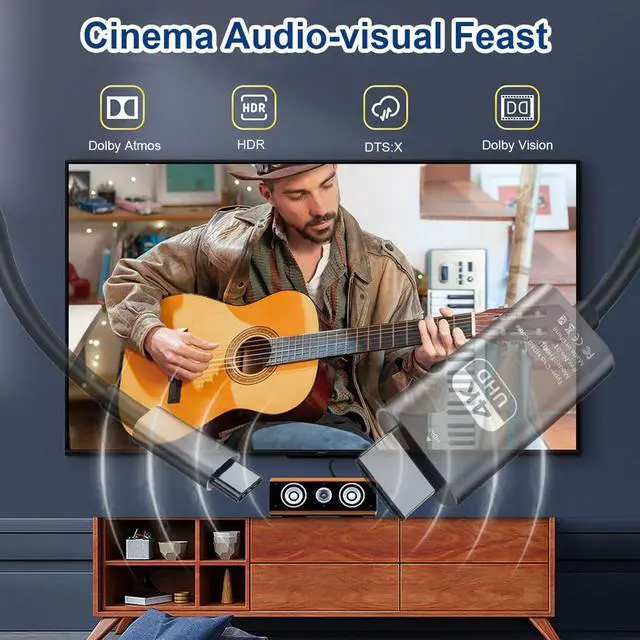 Alt view image 4 of 6 - Vszerda USB C to HDMI Cable 6Ft, 4K USB 3.1 Type-C to HDMI Cord [Thunderbolt 3/4/5 Compatible] with MacBook Air, Galaxy S9 to S24, iPhone 15/16, iPad Pro, iMac, Surface, etc