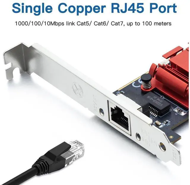 Alt view image 2 of 7 - Vszerda Gigabit PCIe NIC with Intel I210 Chip, 1Gb Network Card Compare to Intel I210-T1 NIC, Single RJ45 Port, PCI Express 2.1 X1, Ethernet Card with Low Profile for Windows/Windows Server/Linux