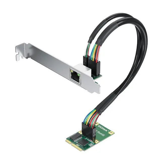 Alt view image 3 of 7 - Vszerda Mini PCIe Gigabit Ethernet Network Card, Single RJ45 Port, 1G NIC Compare to Intel I210AT, with LED Light, 30-cm Cable Length, Mini Pice Interface, not for M.2