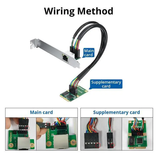 Alt view image 5 of 7 - Vszerda Mini PCIe Gigabit Ethernet Network Card, Single RJ45 Port, 1G NIC Compare to Intel I210AT, with LED Light, 30-cm Cable Length, Mini Pice Interface, not for M.2