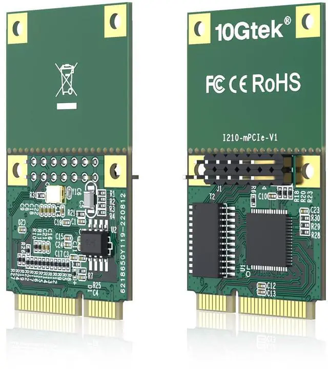 Alt view image 4 of 5 - Vszerda Mini PCIe Gigabit Ethernet Network Card, Single RJ45 Port, 1G NIC Compare to Intel I210AT, with 30-cm Cable, Mini Pice Interface, not for M.2