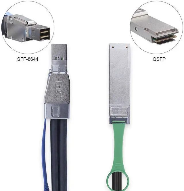 Alt view image 2 of 6 - Vszerda QSFP to SFF-8644 Min SAS Cable, SFF-8436 to SFF-8644 External Copper SAS, DDR Hybrid Cable for NetApp DS4243 DS4246 DS2246, 100-Ohm, 0.5-Meter(1.64-ft)