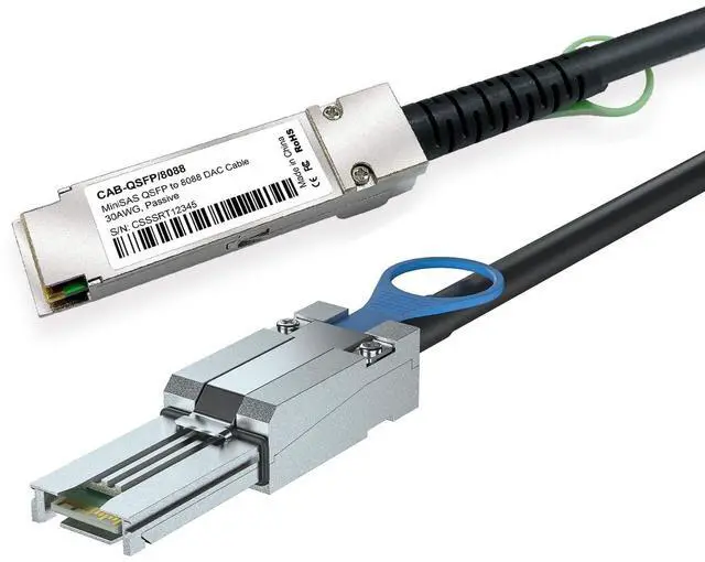 Main image of Vszerda QSFP to SFF-8088 MiniSAS Cable, SFF-8436 to SFF-8088 External DDR Hybrid SAS Cable, 100-Ohm, 2 Meter(6.6ft), Copper Passive for NetApp