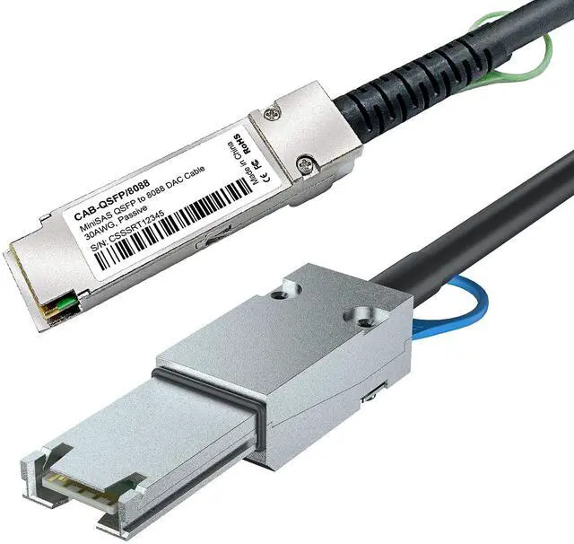 Alt view image 2 of 5 - Vszerda QSFP to SFF-8088 MiniSAS Cable, SFF-8436 to SFF-8088 External DDR Hybrid SAS Cable, 100-Ohm, 2 Meter(6.6ft), Copper Passive for NetApp