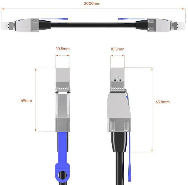 Alt view image 4 of 7 - Vszerda SFF-8644 to SFF-8644 Mini SAS HD Data Server Raid Cable,External Mini SAS 36pin SFF-8644 to SFF-8644 for Hard Disk Server, SAN, Raid Card,1m(3.3ft)