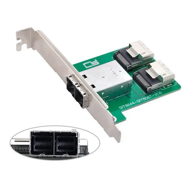 Alt view image 2 of 7 - Vszerda Dual Ports Mini SAS HD SFF-8644 to Internal Mini SAS SFF-8087 PCBA Female Adapter with Low Profile Bracket