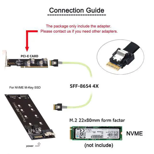 Alt view image 7 of 7 - Vszerda Slimline Four SFF-8654 4X 4 NVME to PCIE Express 3.0 4.0 Raid Card VROC Raid0 Hyper Adapter